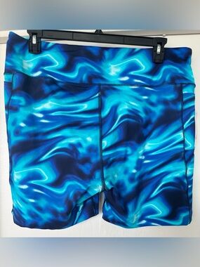 NWT - Size 2X - Lands' End Blue Teal Wave Quick Dry Swim Shorts with Panty